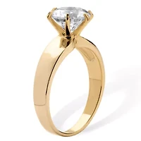 3 TCW Cubic Zirconia Solitaire Ring 14k Gold-plated Sterling Silver