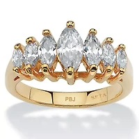 2.00 TCW Marquise-Cut Cubic Zirconia Yellow Gold-Plated Anniversary Ring