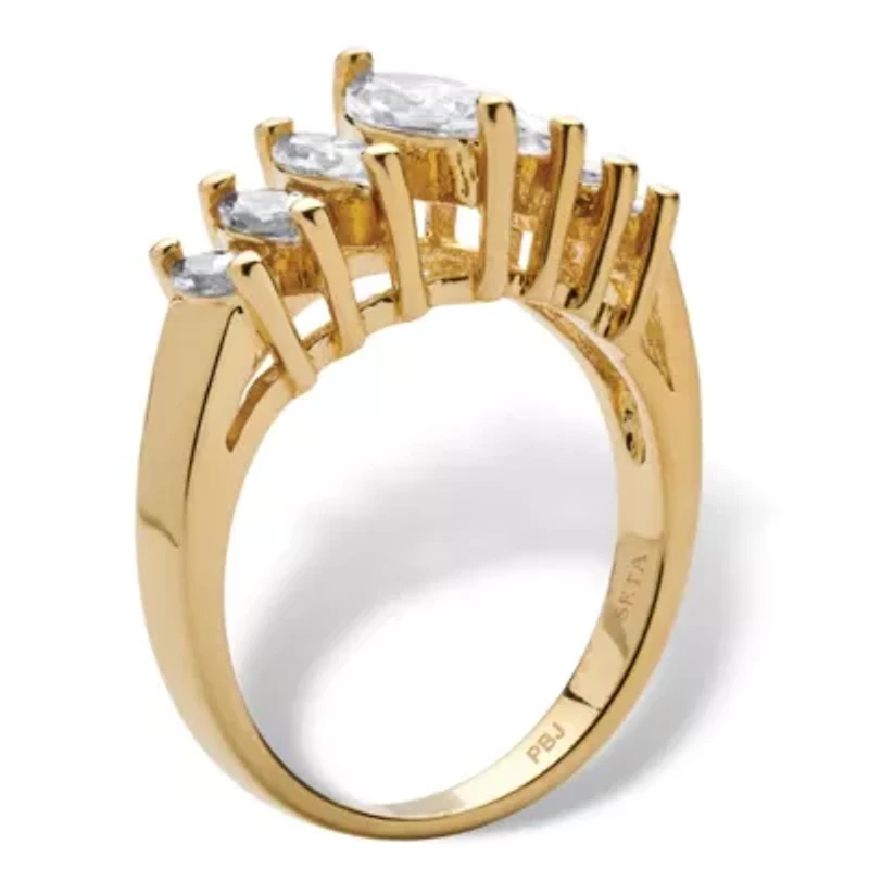 2.00 TCW Marquise-Cut Cubic Zirconia Yellow Gold-Plated Anniversary Ring