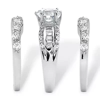 5.62 TCW Cubic Zirconia 3-Pc. Bridal Set Platinum-plated Sterling Silver