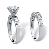 2 Piece 3.46 TCW CZ Bridal Ring Set Platinum-plated Sterling Silver