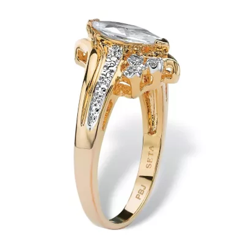 1.03 TCW Marquise-Cut Cubic Zirconia Ring Gold-Plated