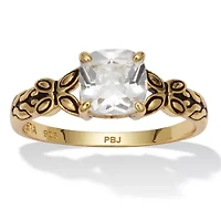 Cushion Cut Birthstone Ring Gold-plated Sterling Silver