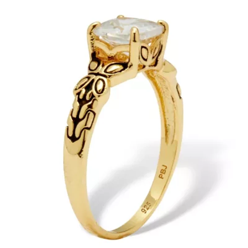 Cushion Cut Birthstone Ring Gold-plated Sterling Silver