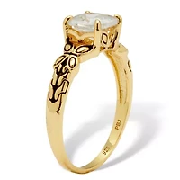 Cushion Cut Birthstone Ring Gold-plated Sterling Silver