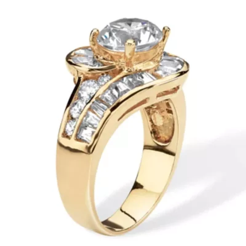 4.79 TCW Round Cubic Zirconia Bypass Ring 14k Gold-plated Sterling Silver