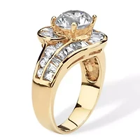 4.79 TCW Round Cubic Zirconia Bypass Ring 14k Gold-plated Sterling Silver