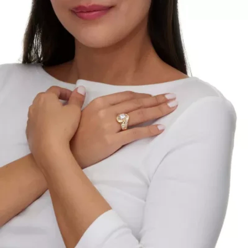 4.79 TCW Round Cubic Zirconia Bypass Ring 14k Gold-plated Sterling Silver
