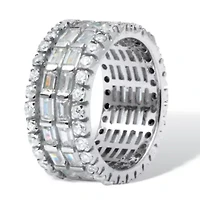 7.02 TCW Baguette Cubic Zirconia Sterling Silver 4-Row Eternity Band