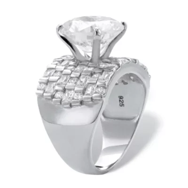 8.99 Cttw. Platinum-plated Sterling Silver Round Cubic Zirconia Multi-Row Ring