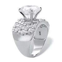 8.99 Cttw. Platinum-plated Sterling Silver Round Cubic Zirconia Multi-Row Ring