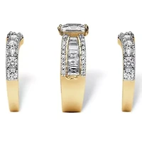 4.48 Cttw. 3-Pc.14k Yellow Gold-plated Silver Cubic Zirconia Bridal Ring Set