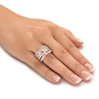 4.48 Cttw. 3-Pc.14k Yellow Gold-plated Silver Cubic Zirconia Bridal Ring Set