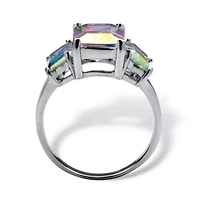 5.60 Cttw. Emerald-Cut Aurora Borealis Cubic Zirconia Sterling Silver Ring