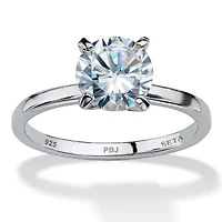 2 TCW Round Cubic Zirconia Solitaire Ring .925 Sterling Silver