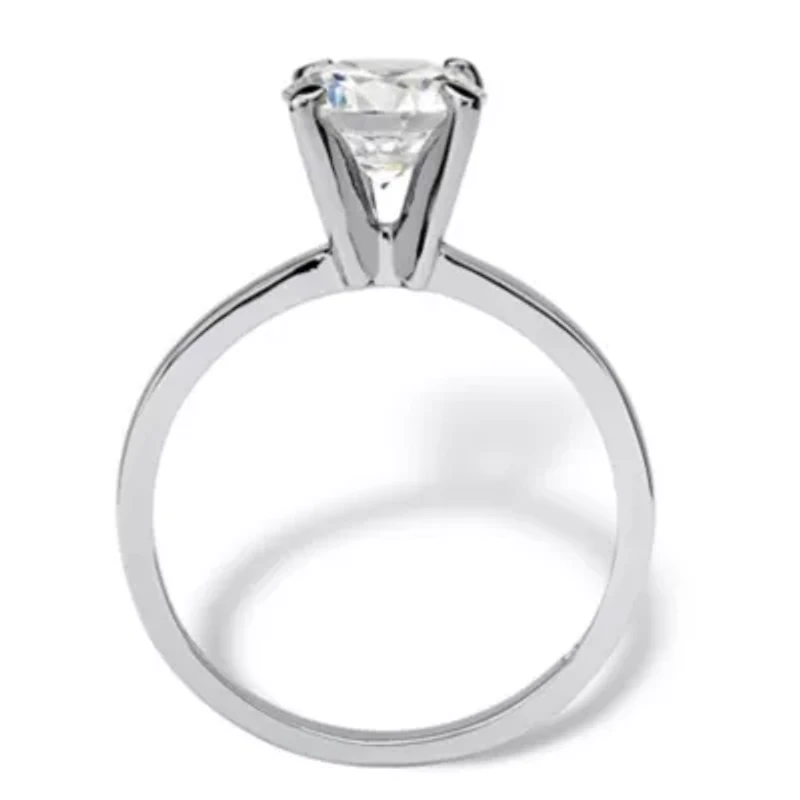 2 TCW Round Cubic Zirconia Solitaire Ring .925 Sterling Silver