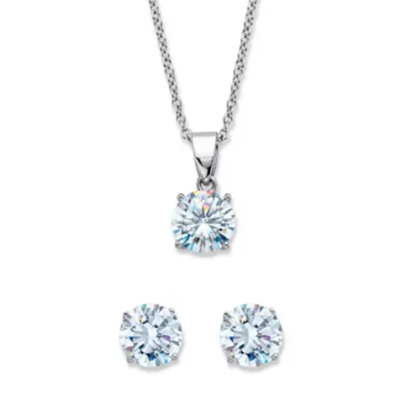 Round Birthstone Platinum/Silver Solitaire Set