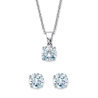 Round Birthstone Platinum/Silver Solitaire Set