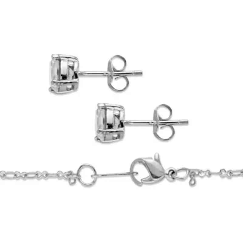 Round Birthstone Platinum/Silver Solitaire Set