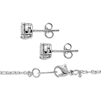 Round Birthstone Platinum/Silver Solitaire Set