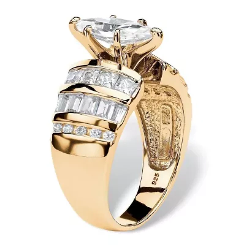 3.87 TCW Marquise-Cut Cubic Zirconia Ring 14k Gold-plated Sterling Silver
