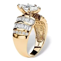 3.87 TCW Marquise-Cut Cubic Zirconia Ring 14k Gold-plated Sterling Silver