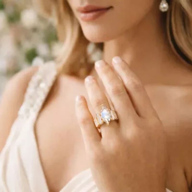 3.87 TCW Marquise-Cut Cubic Zirconia Ring 14k Gold-plated Sterling Silver