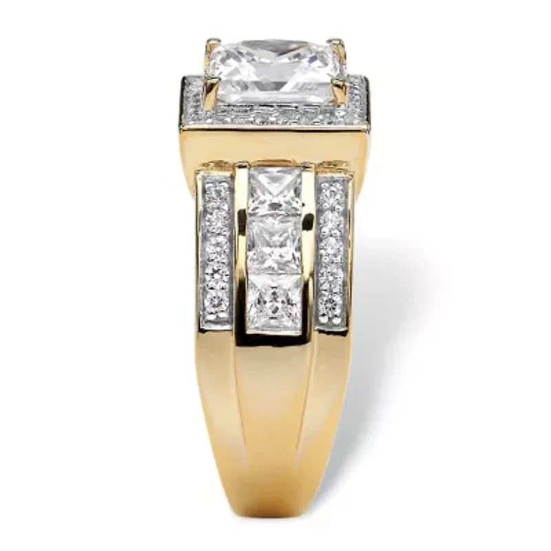 2.92 TCW Princess-Cut Cubic Zirconia 18k Gold-plated Sterling Silver Halo Ring