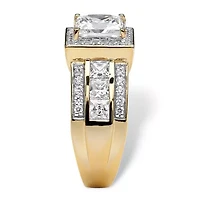 2.92 TCW Princess-Cut Cubic Zirconia 18k Gold-plated Sterling Silver Halo Ring