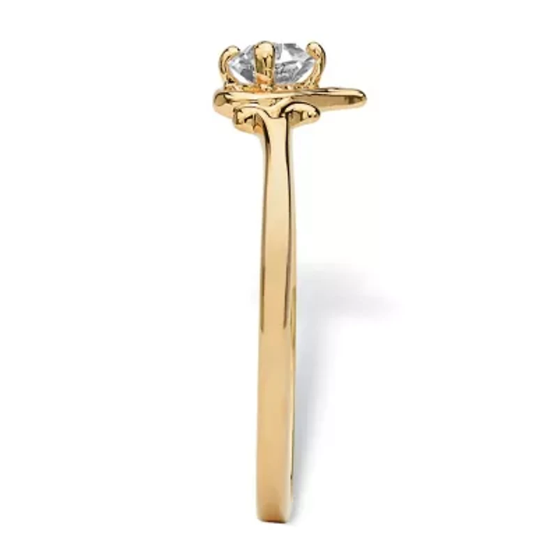 Simulated Birthstone Heart Ring Gold-Plated