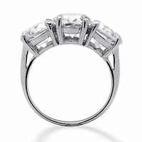 6.54 TCW Oval Cut Cubic Zirconia Platinum-plated Silver 3-Stone Bridal Ring