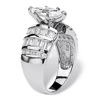 3.87 TCW Marquise-Cut Cubic Zirconia Ring Platinum-plated Sterling Silver