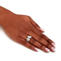 3.87 TCW Marquise-Cut Cubic Zirconia Ring Platinum-plated Sterling Silver