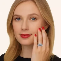 2.67 Cttw. Sterling Silver Marquise-Cut Cubic Zirconia Starburst Cluster Ring