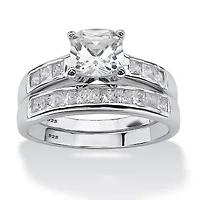 1.94 TCW CZ Bridal 2-PieceSet Platinum-plated Sterling Silver