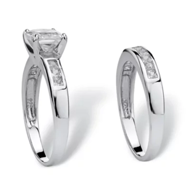 1.94 TCW CZ Bridal 2-PieceSet Platinum-plated Sterling Silver