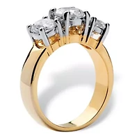 2.28 TCW Round Cubic Zirconia Three-Stone Anniversary Ring Gold-Plated