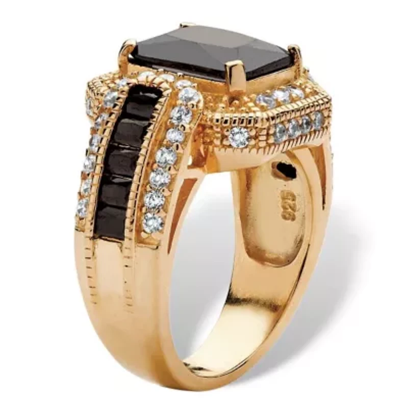 5.81 TCW Black Cubic Zirconia Ring 14k Yellow Gold-plated Sterling Silver