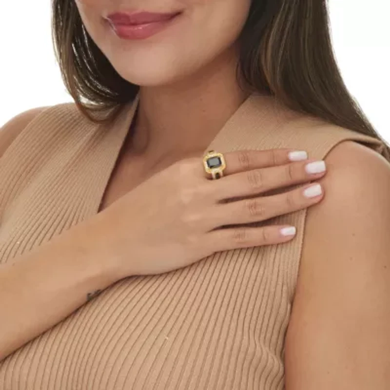 5.81 TCW Black Cubic Zirconia Ring 14k Yellow Gold-plated Sterling Silver