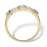 .98 Cttw. 14k Gold-plated Sterling Silver Baguette Cubic Zirconia Wedding Ring