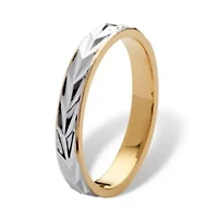 Textured Wedding Ring Band Two-Tone Gold-Plated