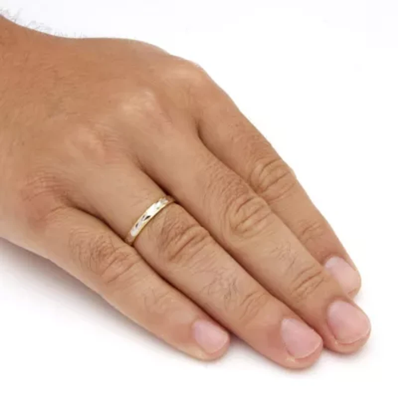 Textured Wedding Ring Band Two-Tone Gold-Plated