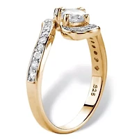 1.39 TCW Gold-Plated Sterling Silver Cubic Zirconia 2-Stone Bypass Ring