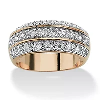 1.68 TCW Round Cubic Zirconia Triple Row Ring Gold-Plated