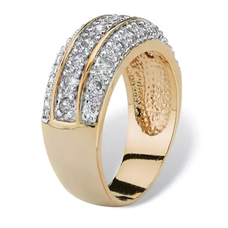 1.68 TCW Round Cubic Zirconia Triple Row Ring Gold-Plated