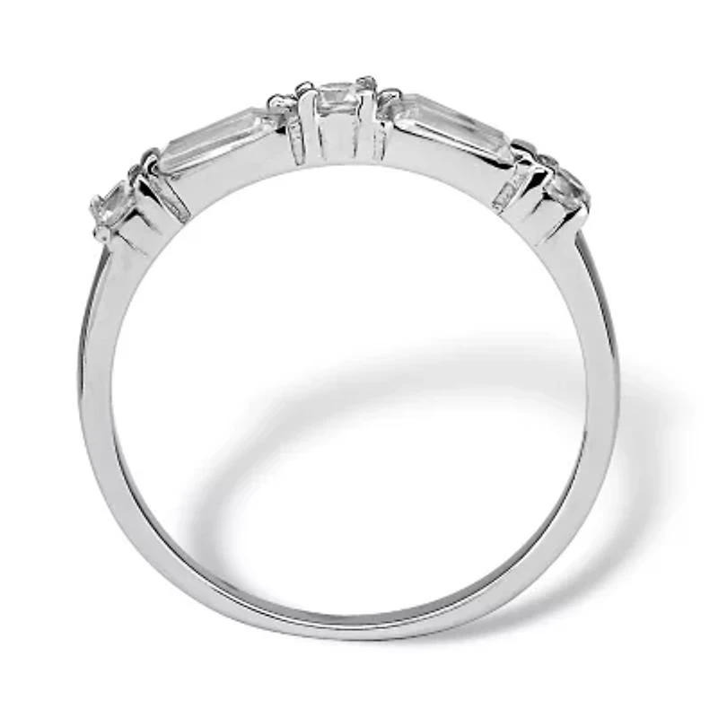 .98 TCW Round and Baguette Cubic Zirconia Ring .925 Sterling Silver