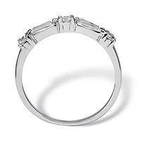 .98 TCW Round and Baguette Cubic Zirconia Ring .925 Sterling Silver