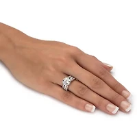 4.80 Cttw. Cubic Zirconia Platinum-plated Silver 2-Piece Jacket Wedding Ring Set