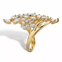 4.25 Cttw. 14k Gold-plated Sterling Silver Marquise Cubic Zirconia Cluster Ring