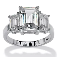 .925 Silver Simulated Birthstone 3-Stone Ring